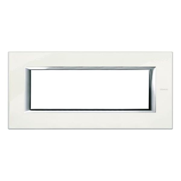 BTICINO - HA4806BG РАМКА 6М БЯЛ ЛИМОНИТ ЛАКИРАНА МЕТАЛНА ПРАВОЪГЪЛНА AXOLUTE