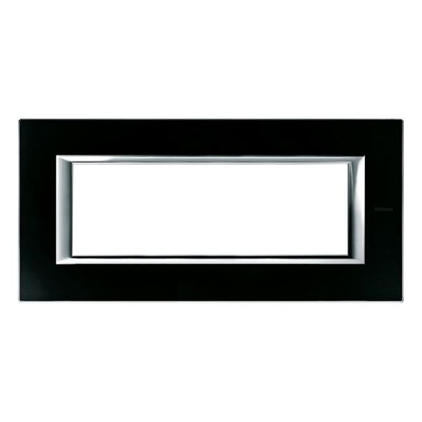 BTICINO - HA4806VNN РАМКА 6М BLACK GLASS СТЪКЛО ПРАВОЪГЪЛНА AXOLUTE