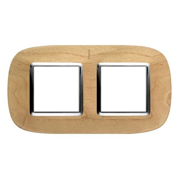 BTICINO - HB4802/2LAE ДВОЙНА РАМКА 2Х2М ЯВОР ДЪРВО ЕЛИПСОВИДНА AXOLUTE