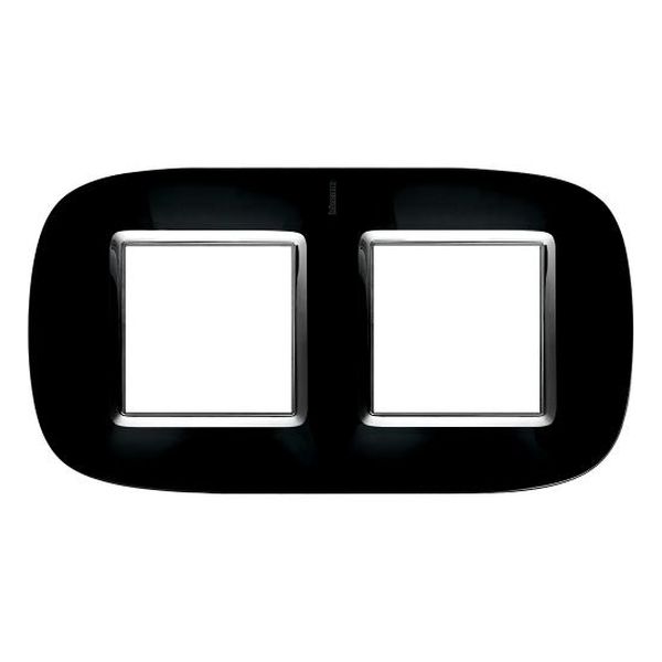 BTICINO - HB4802/2NR ДВОЙНА РАМКА 2Х2М ПЛЪТНО ЧЕРНА МЕТАЛНА ЕЛИПСОВИДНА AXOLUTE
