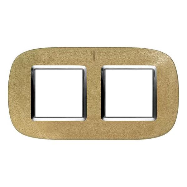 BTICINO - HB4802/2SLC ДВОЙНА РАМКА 2Х2М КОЖА ПЯСЪК ЕЛИПСОВИДНА AXOLUTE