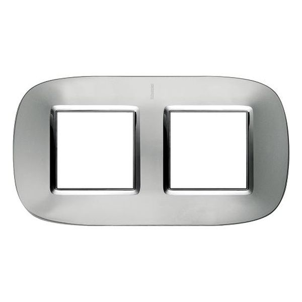 BTICINO - HB4802/2XC ДВОЙНА РАМКА 2Х2М АЛУМИНИЙ МЕТАЛНА ЕЛИПСОВИДНА AXOLUTE