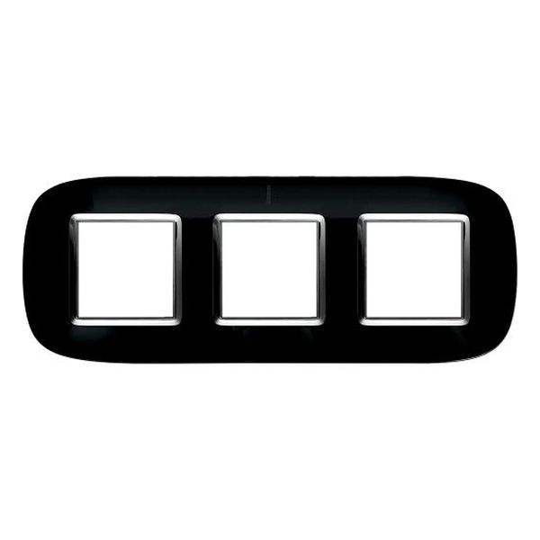 BTICINO - HB4802/3NR ТРОЙНА РАМКА 3Х2М ПЛЪТНО ЧЕРНА МЕТАЛНА ЕЛИПСОВИДНА AXOLUTE