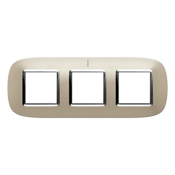 BTICINO - HB4802/3TC ТРОЙНА РАМКА 3Х2М СВЕТЪЛ ТИТАН МЕТАЛНА ЕЛИПСОВИДНА AXOLUTE
