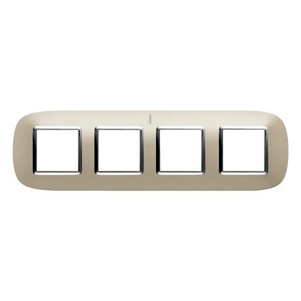 BTICINO - HB4802/4TC ЧЕТВОРНА РАМКА 4Х2М СВЕТЪЛ ТИТАН МЕТАЛНА ЕЛИПСОВИДНА AXOLUTE