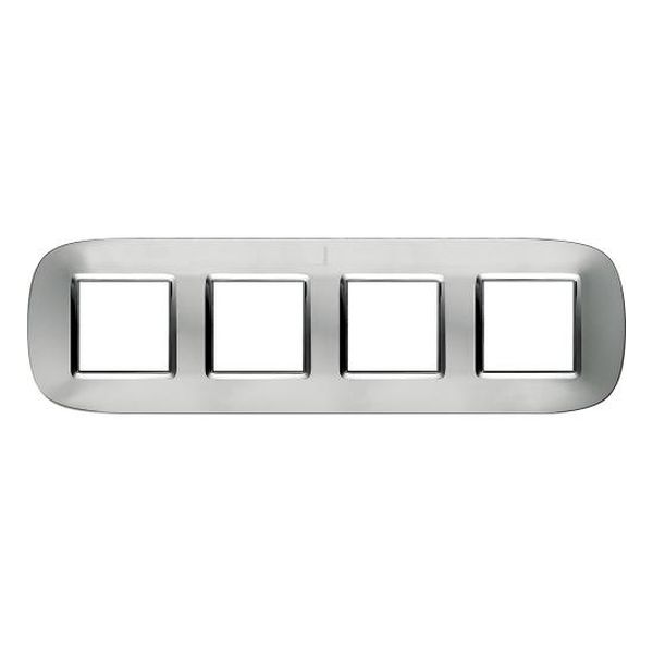 BTICINO - HB4802/4XC ЧЕТВОРНА РАМКА 4Х2М АЛУМИНИЙ МЕТАЛНА ЕЛИПСОВИДНА AXOLUTE