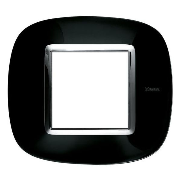 BTICINO - HB4802NR РАМКА 2М ПЛЪТНО ЧЕРНА МЕТАЛНА ЕЛИПСОВИДНА AXOLUTE