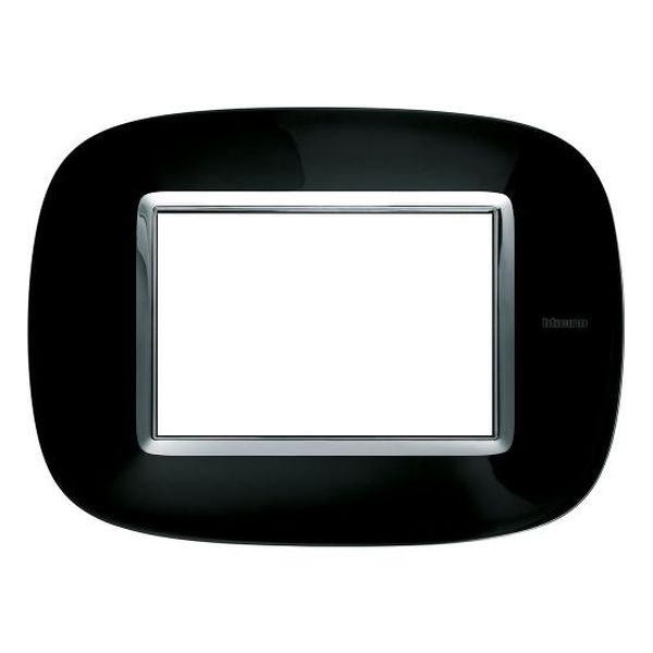 BTICINO - HB4803NR РАМКА 3М ПЛЪТНО ЧЕРНА МЕТАЛНА ЕЛИПСОВИДНА AXOLUTE