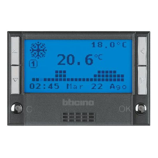 BTICINO - HS4451 ТЕРМОСТАТ С LCD ДИСПЛЕЙ 3 МОД. С ТАЙМЕР ЗА ОТОПЛЕНИЕ И ОХЛАЖДАНЕ AXOLUTE АНТРАЦИТ