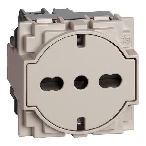 BTICINO - ПЛОСЪК КОНТАКТ ШУКО/ИТАЛИАНСКИ СТАНДАРТ 2Р+Е 16А ДЕТСКА ЗАЩИТА 2 МОД. ЦВЯТ КРЕМ LIVING NOW BTICINO KM4140A16F