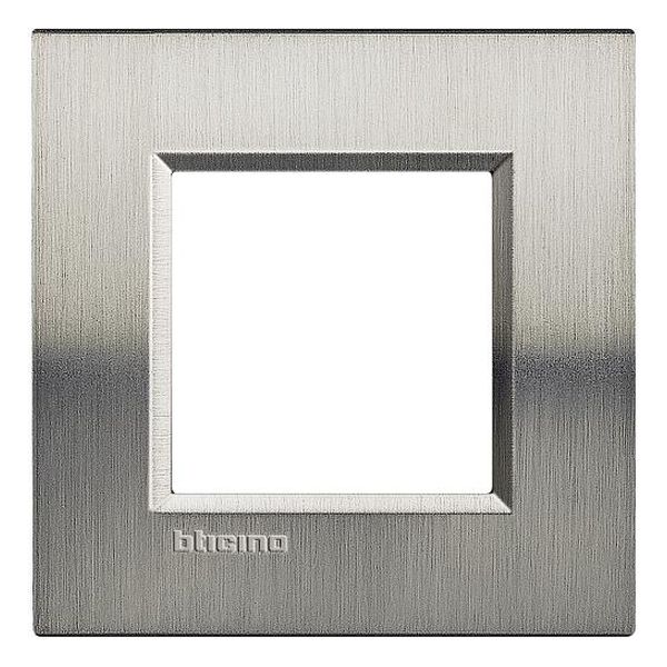 BTICINO - LNA4802ACS РАМКА 2М BRUSHED STEEL МЕТАЛНА ПРАВОЪГЪЛНА LIVINGLIGHT