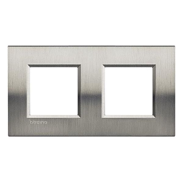 BTICINO - LNA4802M2ACS ДВОЙНА РАМКА 2Х2М BRUSHED STEEL МЕТАЛНА ПРАВОЪГЪЛНА LIVINGLIGHT