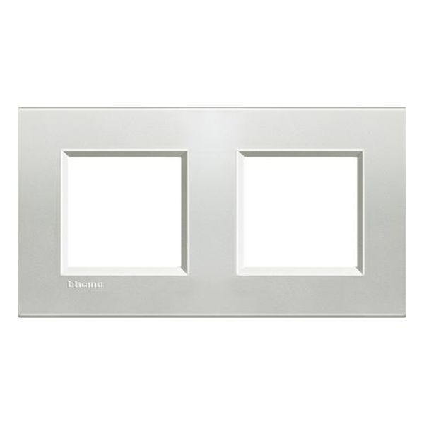 BTICINO - LNA4802M2AG ДВОЙНА РАМКА 2Х2М SILVER МЕТАЛНА ПРАВОЪГЪЛНА LIVINGLIGHT