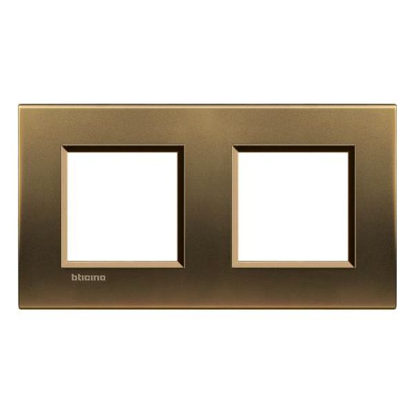 BTICINO - LNA4802M2BZ ДВОЙНА РАМКА 2Х2М BRONZE МЕТАЛНА ПРАВОЪГЪЛНА LIVINGLIGHT