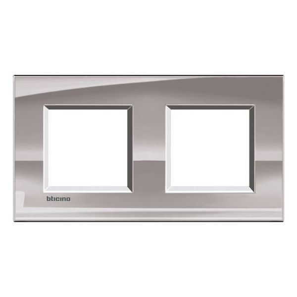 BTICINO - LNA4802M2NS ДВОЙНА РАМКА 2Х2М NICKEL МЕТАЛНА ПРАВОЪГЪЛНА LIVINGLIGHT