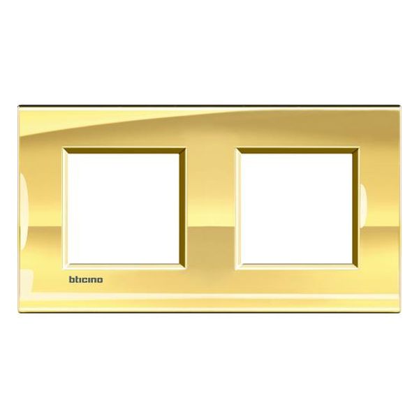 BTICINO - LNA4802M2OA ДВОЙНА РАМКА 2Х2М ICE GOLD МЕТАЛНА ПРАВОЪГЪЛНА LIVINGLIGHT