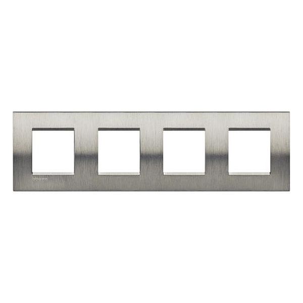 BTICINO - LNA4802M4ACS ДВОЙНА РАМКА 4Х2М BRUSHED STEEL МЕТАЛНА ПРАВОЪГЪЛНА LIVINGLIGHT