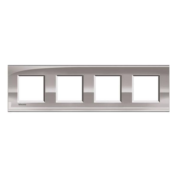 BTICINO - LNA4802M4NS ЧЕТВОРНА РАМКА 4Х2М NICKEL МЕТАЛНА ПРАВОЪГЪЛНА LIVINGLIGHT