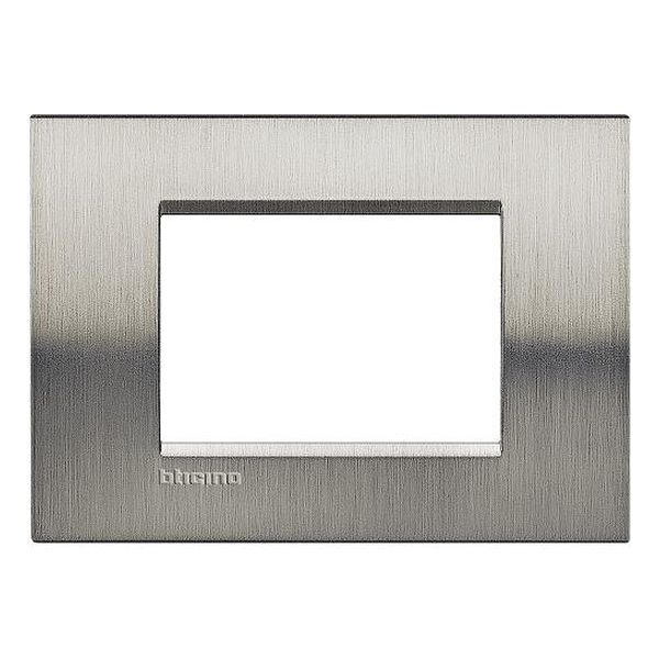 BTICINO - LNA4803ACS РАМКА 3М BRUSHED STEEL МЕТАЛНА ПРАВОЪГЪЛНА LIVINGLIGHT