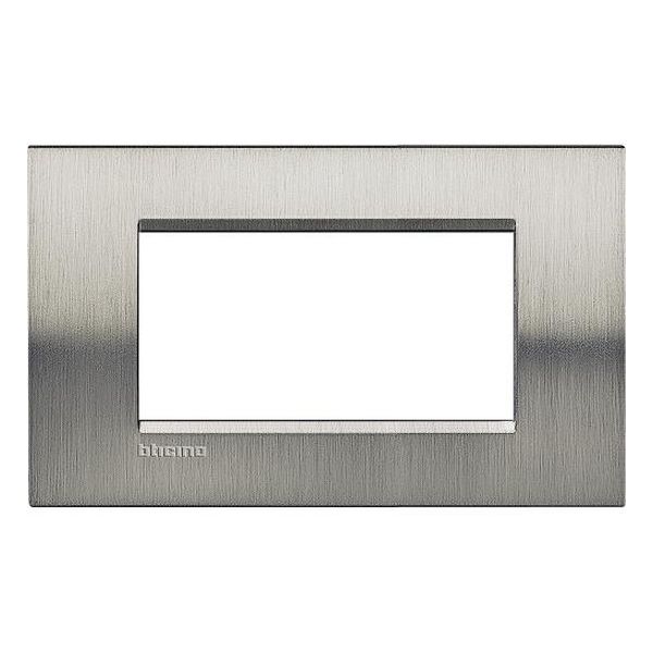 BTICINO - LNA4804ACS РАМКА 4М BRUSHED STEEL МЕТАЛНА ПРАВОЪГЪЛНА LIVINGLIGHT