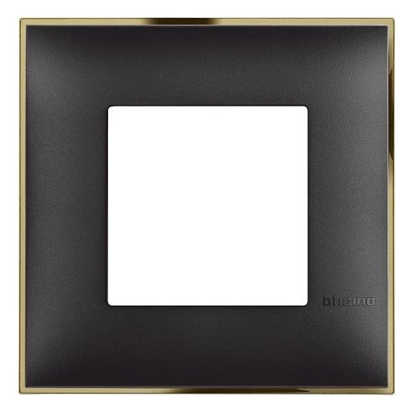 BTICINO - R4802BD РАМКА 2М НЕМСКИ СТАНДАРТ ЧЕРНО СЪС ЗЛАТНО CLASSIA