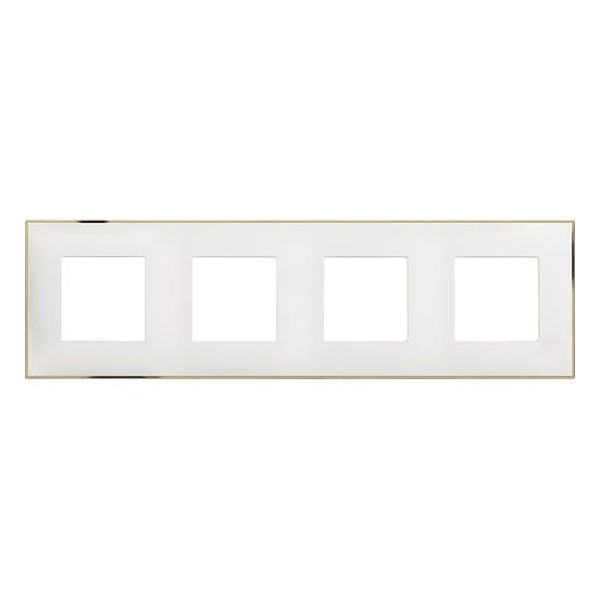 BTICINO - R4802M4WD РАМКА 4Х2М НЕМСКИ СТАНДАРТ БЯЛО СЪС ЗЛАТНО CLASSIA