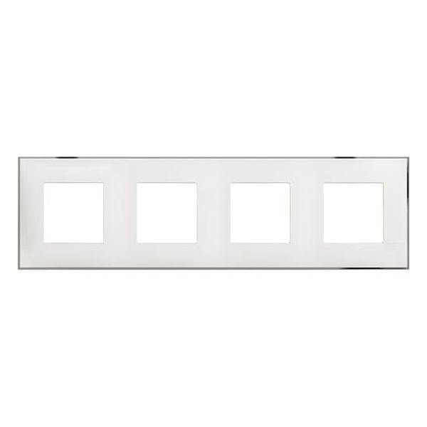 BTICINO - R4802M4WR РАМКА 4Х2М НЕМСКИ СТАНДАРТ БЯЛО С ХРОМ CLASSIA