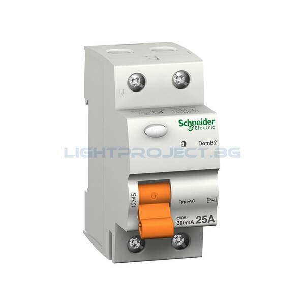 SCHNEIDER ELECTRIC ДЕФЕКТНОТОКОВА ЗАЩИТА ID DOMAE 2P 25A 30MA КЛАС AC 16790