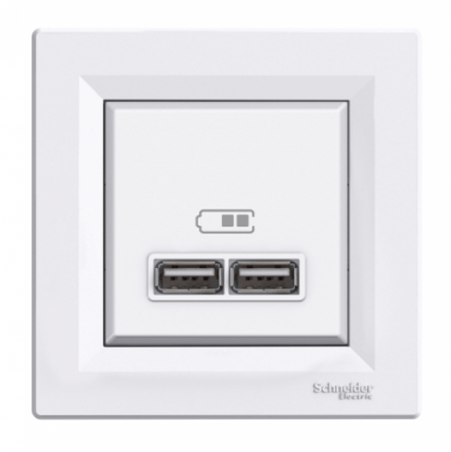 SCHNEIDER ELECTRIC EPH2700221 ДВОЙНА USB РОЗЕТКА ASFORA БЯЛА