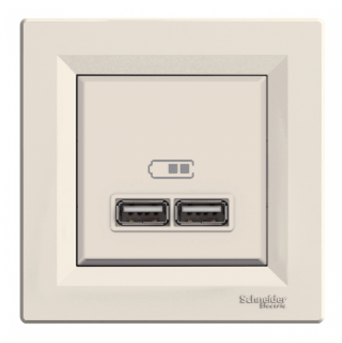 SCHNEIDER ELECTRIC EPH2700223 ДВОЙНА USB РОЗЕТКА ASFORA КРЕМ