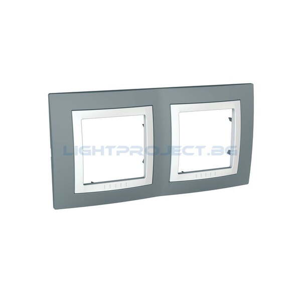 SCHNEIDER ELECTRIC MGU2.004.858 ДЕКОРАТИВНА РАМКА UNICA BASIC ДВОЙНА ТЕХНИЧЕСКО СИВО