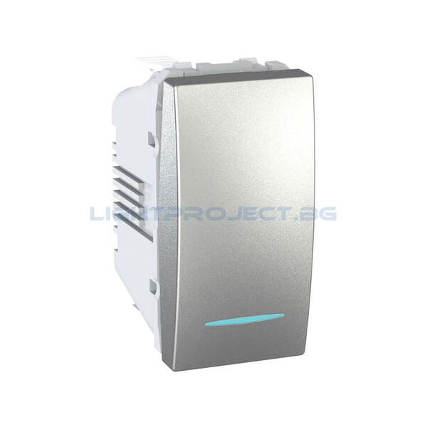 SCHNEIDER ELECTRIC MGU3.101.30N EДНОПОЛЮСЕН КЛЮЧ СХ.1 ЕДНОМОДОЛЕН СЪС СИНЯ ГЛИМ-ЛАМПА АЛУМИНИЙ