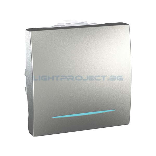SCHNEIDER ELECTRIC MGU3.201.30N EДНОПОЛЮСЕН КЛЮЧ СХ.1 ДВУМОДУЛЕН СЪС СИНЯ ГЛИМ-ЛАМПА АЛУМИНИЙ