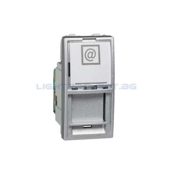 SCHNEIDER ELECTRIC MGU3.410.30 UNICA ИНФОРМАЦИОННА РОЗЕТКА RJ45 UTP КАТ.5Е ЗА КОМПЮТЪР АЛУМИНИЙ 1M