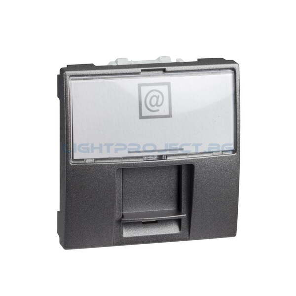 SCHNEIDER ELECTRIC MGU3.411.12 UNICA ИНФОРМАЦИОННА РОЗЕТКА RJ45 UTP КАТ.5Е ЗА КОМПЮТЪР ГРАФИТ 2M