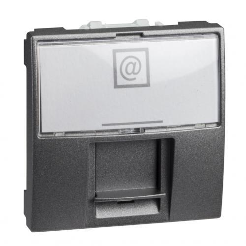 SCHNEIDER ELECTRIC MGU3.415.12 UNICA ИНФОРМАЦИОННА РОЗЕТКА RJ45 UTP КАТ.6 ЗА КОМПЮТЪР ГРАФИТ 2M