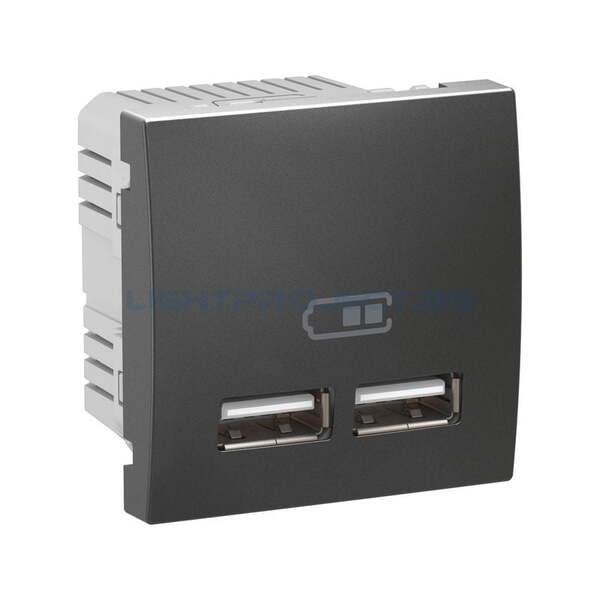 SCHNEIDER ELECTRIC MGU3.418.12 UNICA USB ЗАХРАНВАНЕ ДВУМОДУЛНО ГРАФИТ