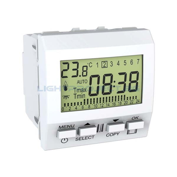 SCHNEIDER ELECTRIC MGU3.505.18 ПРОГРАМИРУЕМ СЕДМИЧЕН ТЕРМОСТАТ 8A АКТИВЕН/5А ИНДУКТИВЕН UNICA БЯЛ