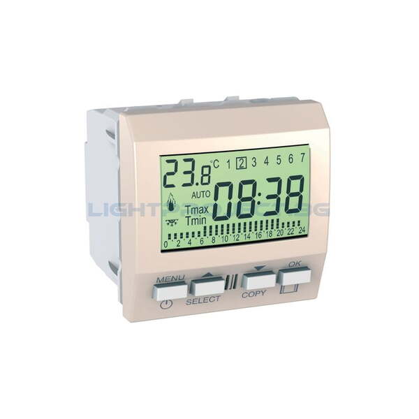 SCHNEIDER ELECTRIC MGU3.505.25 ПРОГРАМИРУЕМ СЕДМИЧЕН ТЕРМОСТАТ 8A АКТИВЕН/5А ИНДУКТИВЕН UNICA СЛОНОВА КОСТ