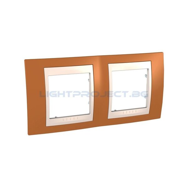 SCHNEIDER ELECTRIC MGU6.004.569 РАМКА UNICA PLUS ДВОЙНА ОРАНЖ/СЛОНОВА КОСТ