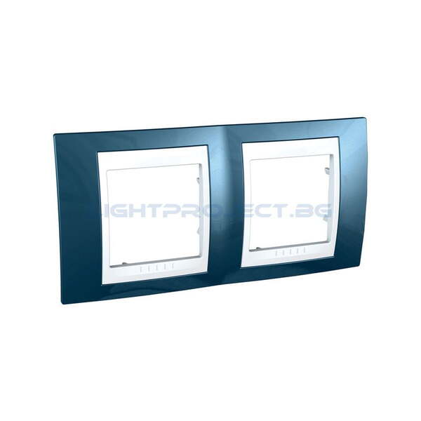 SCHNEIDER ELECTRIC MGU6.004.854 РАМКА UNICA PLUS ДВОЙНА ЛЕДЕНО СИН/БЯЛ
