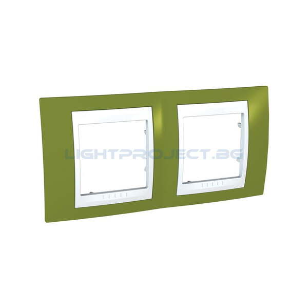 SCHNEIDER ELECTRIC MGU6.004.866 РАМКА UNICA PLUS ДВОЙНА ЯРКО ЗЕЛЕН/БЯЛ
