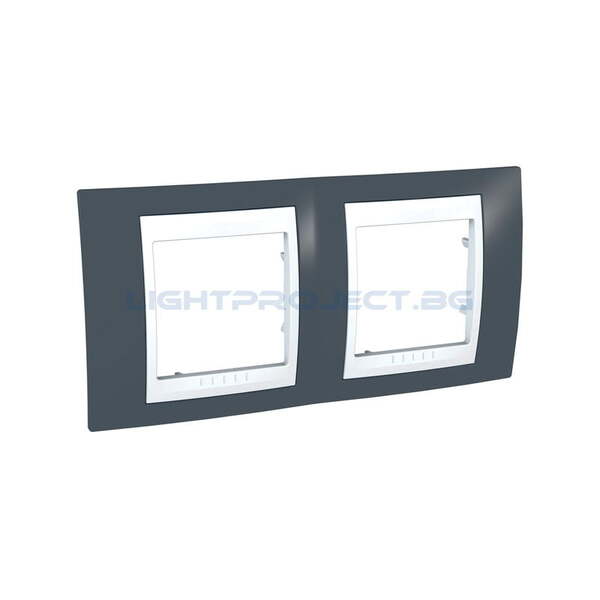 SCHNEIDER ELECTRIC MGU6.004.877 РАМКА UNICA PLUS ДВОЙНА ТЪМНО СИВ/БЯЛ