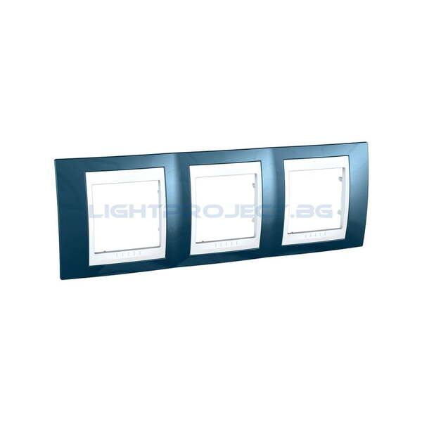 SCHNEIDER ELECTRIC MGU6.006.854 РАМКА UNICA PLUS ТРОЙНА ЛЕДЕНО СИН/БЯЛ