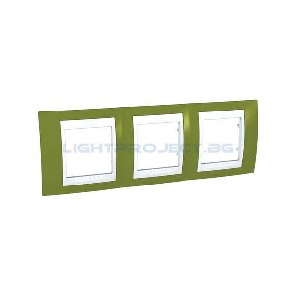 SCHNEIDER ELECTRIC MGU6.006.866 РАМКА UNICA PLUS ТРОЙНА ЯРКО ЗЕЛЕН/БЯЛ