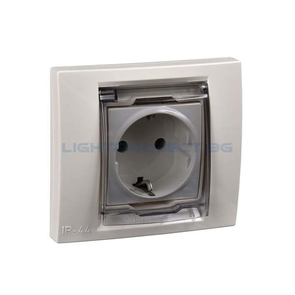 SCHNEIDER ELECTRIC MGU61.037.25 КОНТАКТ+РАМКА С КАПАК IP44 СЛОНОВА КОСТ ВЛАГОЗАЩИТЕН
