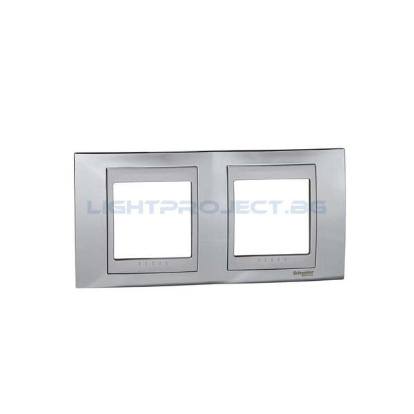 SCHNEIDER ELECTRIC MGU66.004.010 ДЕКОРАТИВНА РАМКА ДВОЙНА ХРОМ/АЛУМИНИЙ UNICA TOP
