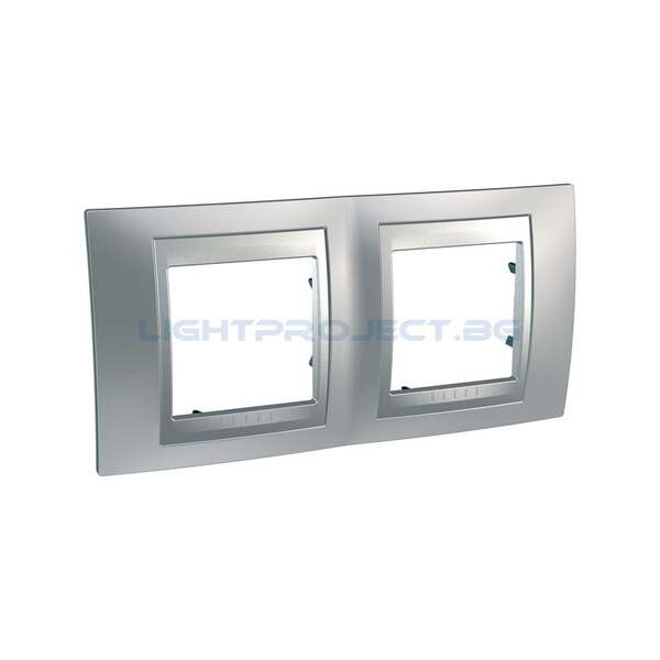 SCHNEIDER ELECTRIC MGU66.004.038 ДЕКОРАТИВНА РАМКА ДВОЙНА САТИНИРАН ХРОМ/АЛУМИНИЙ UNICA TOP