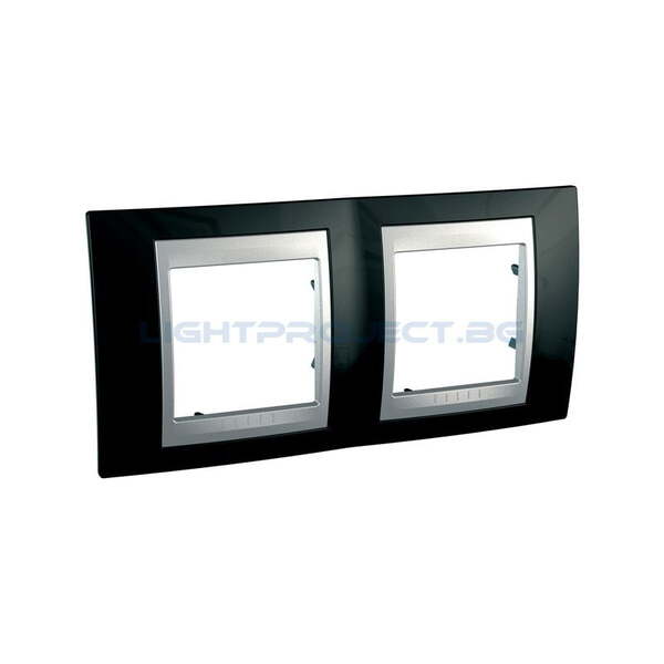 SCHNEIDER ELECTRIC MGU66.004.093 ДЕКОРАТИВНА РАМКА ДВОЙНА РОДИЙ/АЛУМИНИЙ UNICA TOP