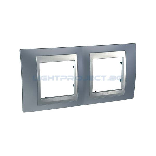 SCHNEIDER ELECTRIC MGU66.004.097 ДЕКОРАТИВНА РАМКА ДВОЙНА СИВ МЕТАЛИК/АЛУМИНИЙ UNICA TOP